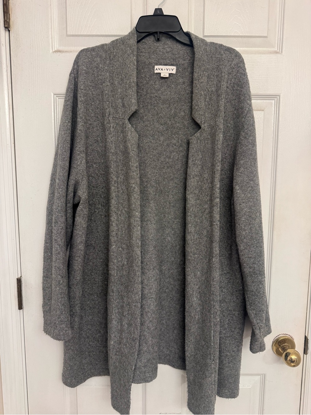 Ava & Viv Gray Open-Front Knit Cardigan